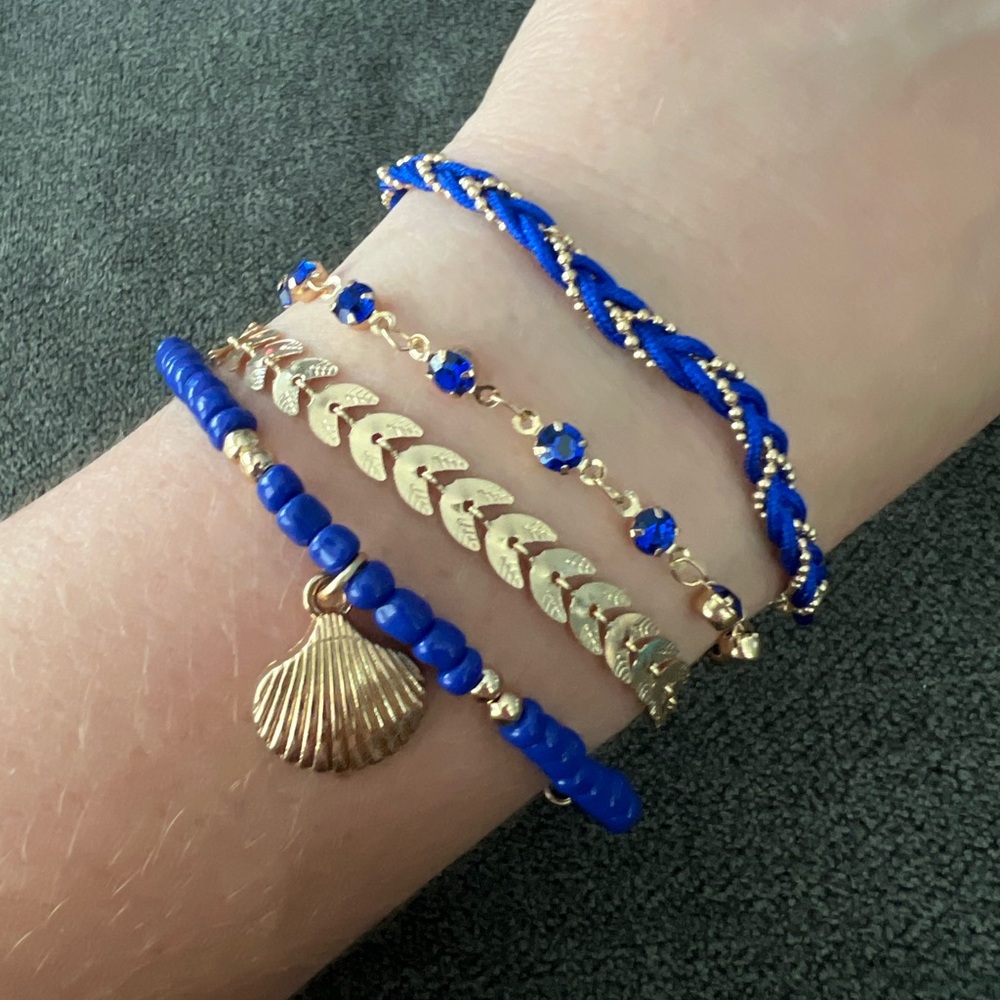 Blue and Gold Bracelet Set - Fashion‎ Jewelry